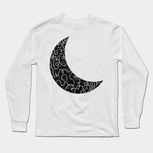 Crescent Moon Abstract Line Art Long Sleeve T-Shirt